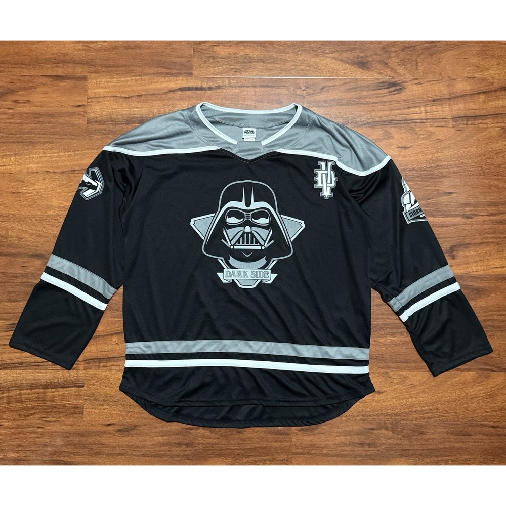 Star Wars Darth Vader Dark Side Black Gray Graphic Hockey Jersey XXL